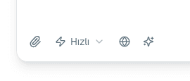 The assistant message box with attach, reference, web sources, prompts and answer-depth controls