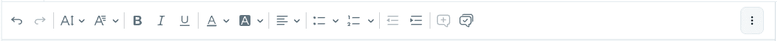 The document editor toolbar showing undo, font, emphasis, colour, alignment and list controls